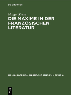 cover image of Die Maxime in der französischen Literatur